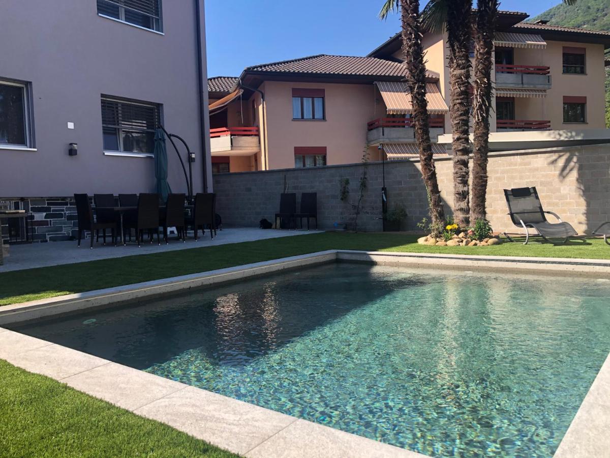 Ferienwohnung Miranda, Modern Duplex, Garden, Swimming Pool, Parking Losone Exterior foto