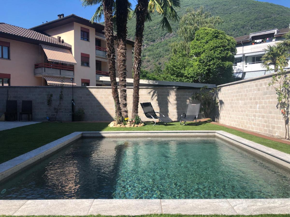 Ferienwohnung Miranda, Modern Duplex, Garden, Swimming Pool, Parking Losone Exterior foto